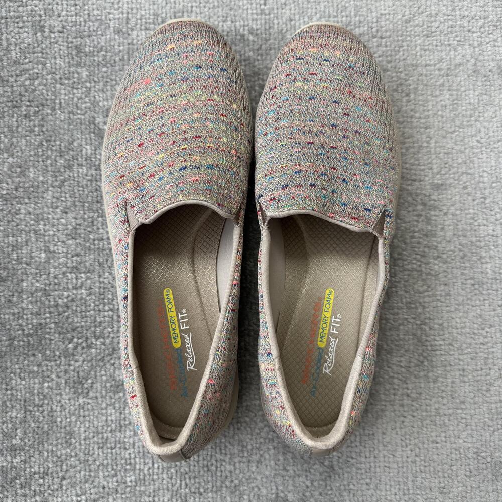 Skechers Relaxed Fit Shoes Womens Size 9.5 Beige Knit Slip On Memory Foam 49291 - Picture 5 of 12